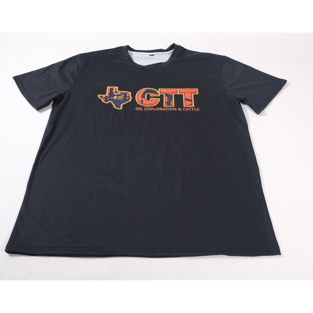 CTT Oil Exploration & Cattle Mens T-Shirt Black Cotton Blend Graphic Tee 2XL